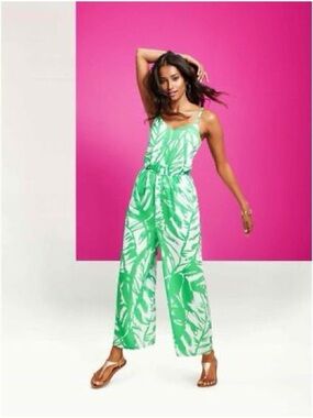 Lilly Pulitzer x Target Women’s Sleveless Green Palm-Print Wide-Leg Jumpsuit XL